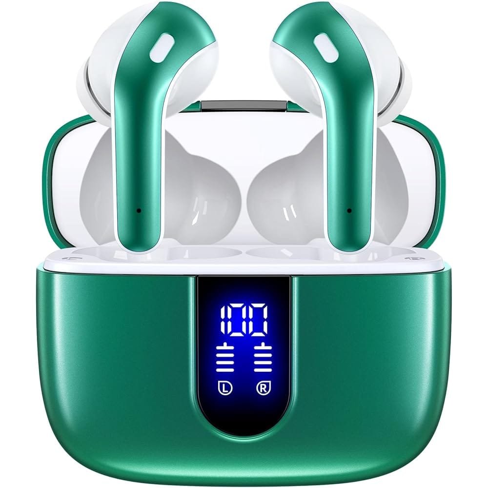 TAGRY Bluetooth Headphones True Wireless Earbuds 60H Playback LED Power Display Earphones with Wireless Charging Case IPX5 Waterproof in-Ear Earbuds with Mic for TV Smart Phone…