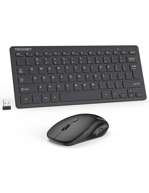 TECKNET Wireless Keyboard and Mouse Combo, Mini Cordless Computer Keyboard and Mouse Set 2.4GHz, Silent Adjustable 1600 DPI, Quiet Click, Lag-Free for Computer, Laptop, PC,...