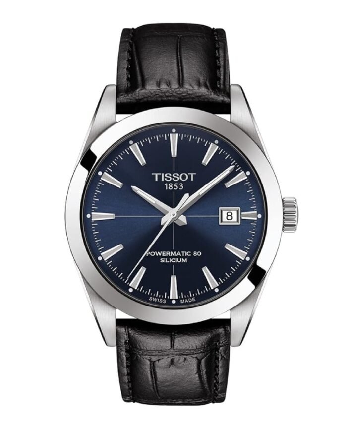 Tissot mens Gentleman Stainless Steel Dress Watch Black T1274071604101