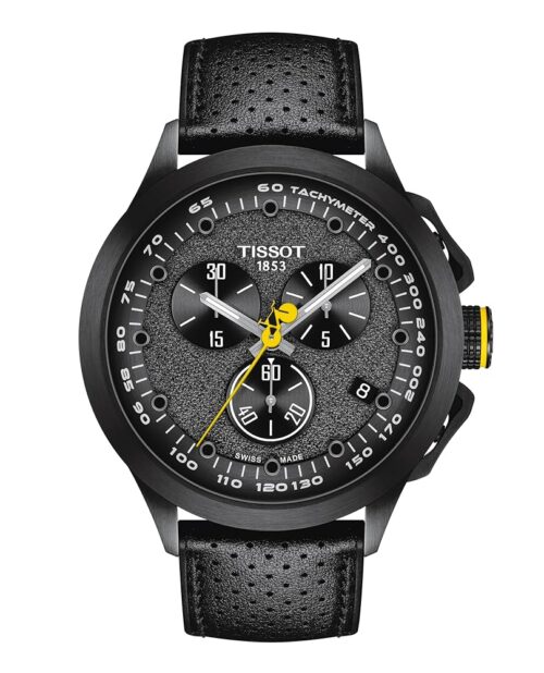 Tissot Mens T-Cycling Tour de France 2022 Special Edition 316L Stainless Steel case with Black PVD Coating, Carbon Composite Quartz Watch, Black, Leather, 22 (T1354173705100)