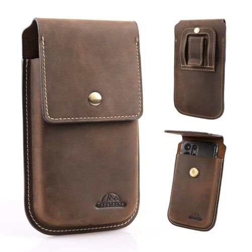 Topstache Leather Phone Holster for Belt,Flip Cell Phone Case with Belt Clip for S22 Ultra,S22 Plus,S22, Pouch for iPhone 14/13 Pro Max, Universal Smartphone Sheath