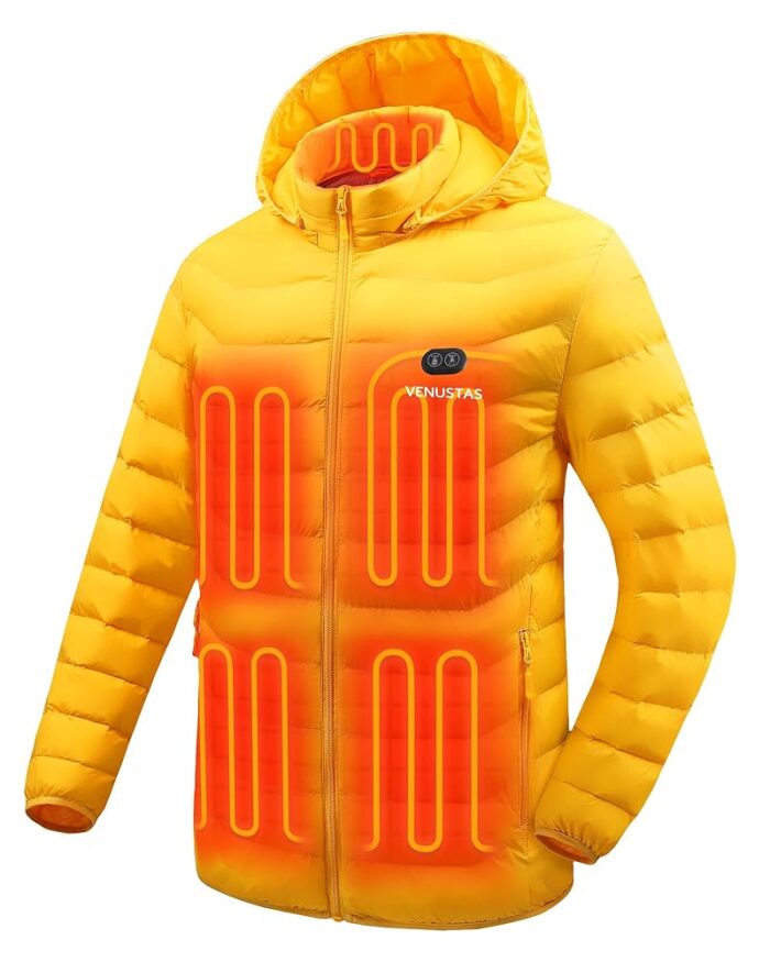 Venustas Unisex Dual-Control Heated Jacket, Water-resistant Heated Coat for Women and Men with Battery Included