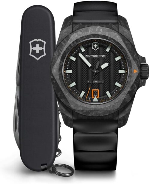 Victorinox I.N.O.X. Automatic Black Dial Black Rubber Strap Watch Set 41mm - 242023.1