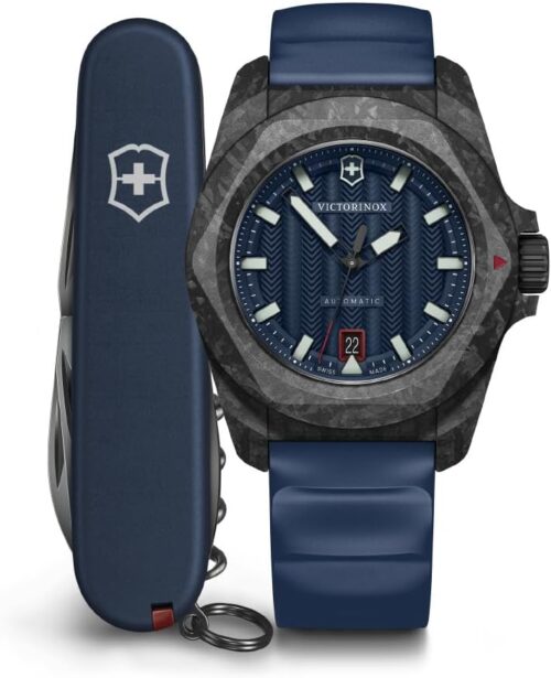Victorinox I.N.O.X. Automatic Blue Dial Blue Rubber Strap Watch Set 41mm - 242022.1