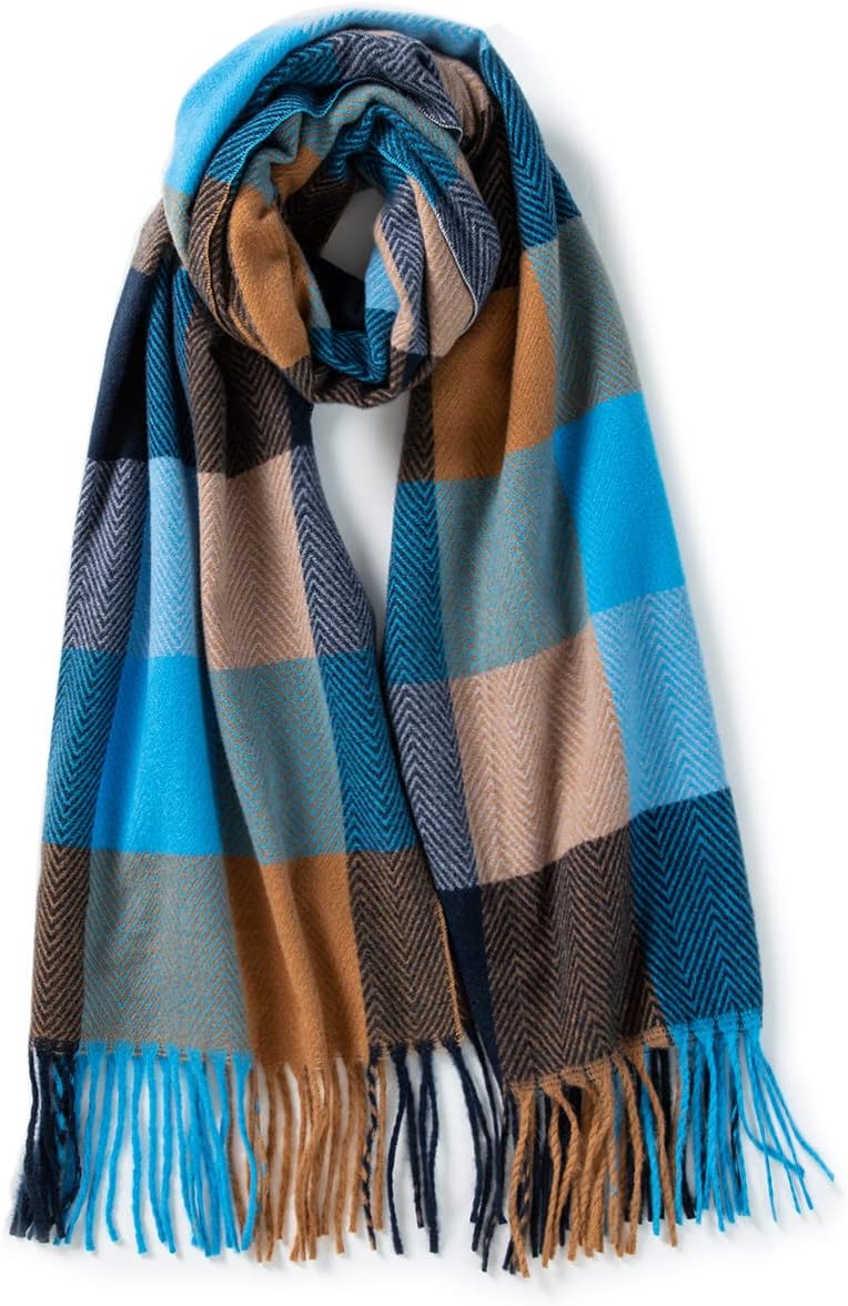Villand Women’s Wool Scarf – Cashmere Feel Winter Checked Scarves for Women, Large Soft Thick Shawls and Wraps with Gift Box