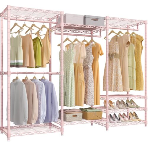 VIPEK V5 Portable Closet Wardrobe Heavy Duty Clothes Rack for Hanging Clothes, 70 inch Freestanding Closet Rack Metal Clothing Rack with 8 Adjustable Shelves & 4 Hang Rods, Max...