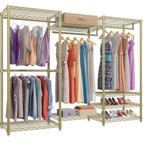 VIPEK V5 Portable Closet Wardrobe Heavy Duty Clothes Rack, Freestanding Metal Clothing Rack Custom Closet Rack with 8 Adjustable Shelves, 68.9" L x 15.7" W x 76.4" H, Max Load...