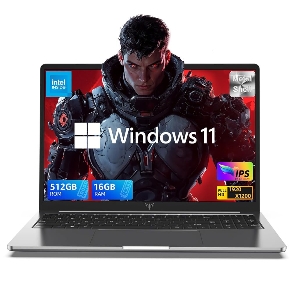 16.0-inch Laptop, 16GB DDR4 512GB SSD Gaming Laptop, Windows 11 Laptop with Intel 12th Quad-Core Processor(Up to 3.6GHz), 1920P FHD Display, Metal Shell, WiFi 6, USB3.2, Type_C,…