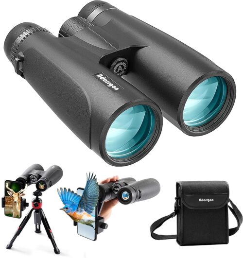 18x56 HD Binoculars for Adults High Powered with Phone Adapter and Tripod, Super Powerful BAK4 Prism FMC Waterproof Binoculars with Clear Low Light Vision, Binoculars for...