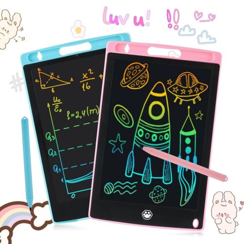 2 Pack LCD Writing Tablet, Electronic Drawing Writing Board, Erasable Drawing Doodle Board, Doodle Pad Toys for Kids Adults Learning & Education, 8.5IN(Blue+Pink)