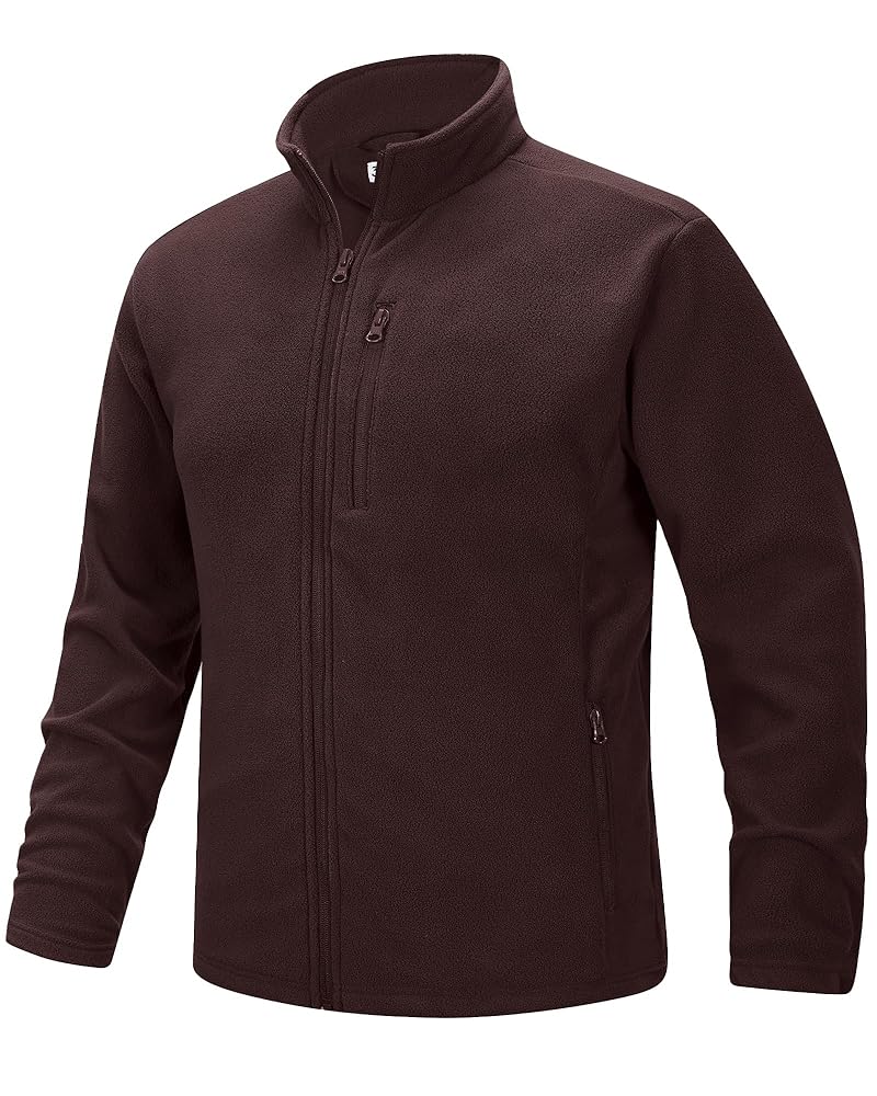 33,000ft Men’s Full Zip Fleece Jacket Lightweight Warm Soft Polar Long Sleeve Jackets with Pockets for Winter Hiking Casual