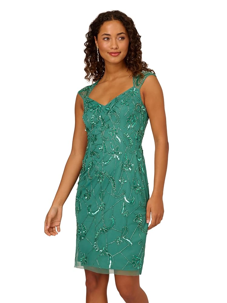 Adrianna Papell Women’s Beaded Mesh Dress