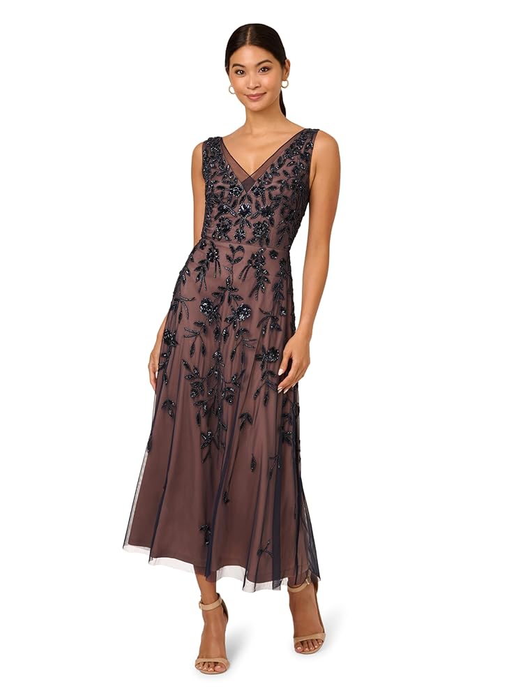 Adrianna Papell Women’s Beaded Mesh Dress
