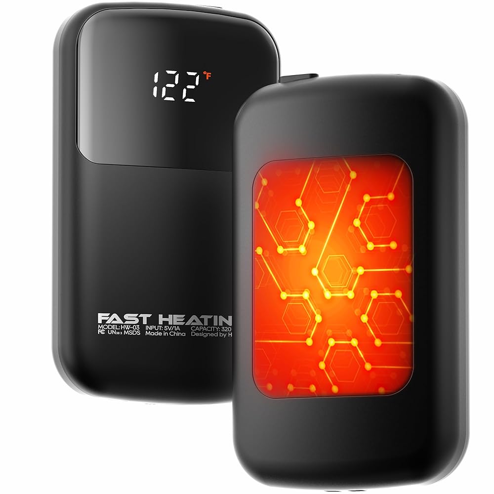 AI Hand Warmers Rechargeable with Gift Box, Electric Hand Warmer with LED Display Battery and Temperature, Fast Heating Portable Heater, for Men, Women, Hunting Camping