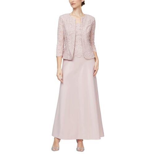 Alex Evenings Women's Two Piece Mother of The Bride Dress with Lace Jacket (Petite and Regular Sizes)