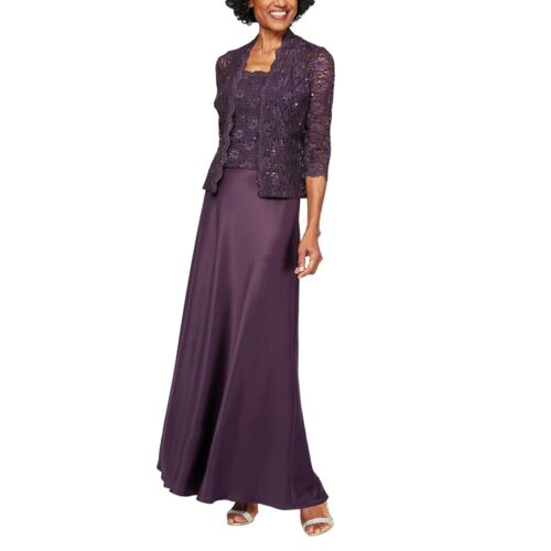Alex Evenings Women's Two Piece Mother of The Bride Dress with Lace Jacket (Petite and Regular Sizes)