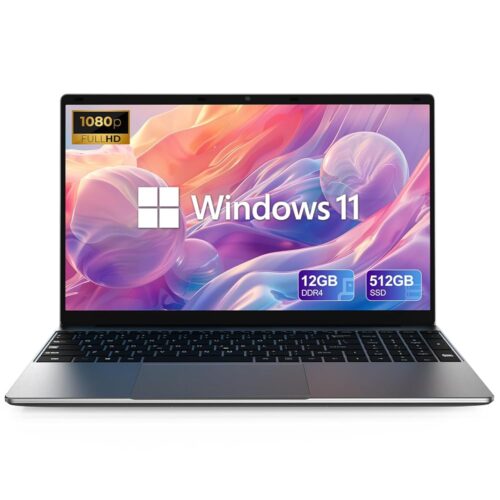 ApoloSign 15.6" Full HD Laptop, 12GB RAM, 512GB SSD, Expandable to 1TB, Intel N5095 Processor, Dual-Band WiFi, 178° Viewing Angle, Dual Speakers-Gray