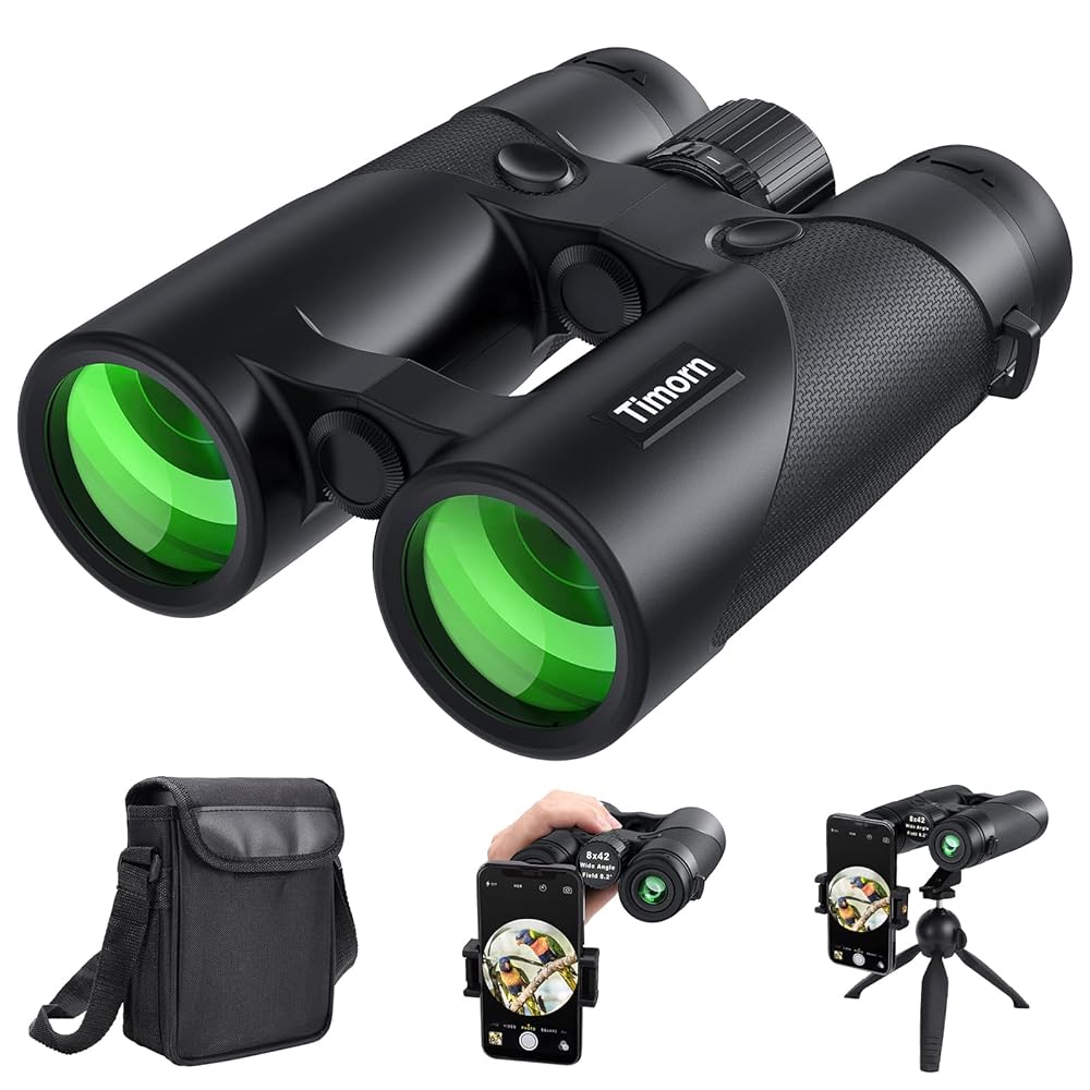 Binoculars for Adults Bird Watching – Timorn HD 8×42 Birding Binocular for Adult High Powered with Phone Adapter Tripod – Waterproof Lightweight Binocular for Travel, Sports,…