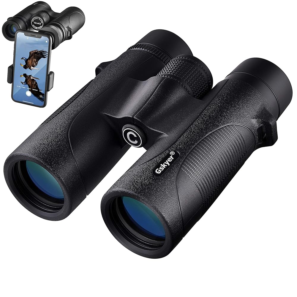 Binoculars for Adults High Powered: 12×42 HD Zoom Binocular for Bird Watching Hunting – Powerful Lightweight Waterproof Binoculars with Phone Adapter for Travel Cruise Ship…