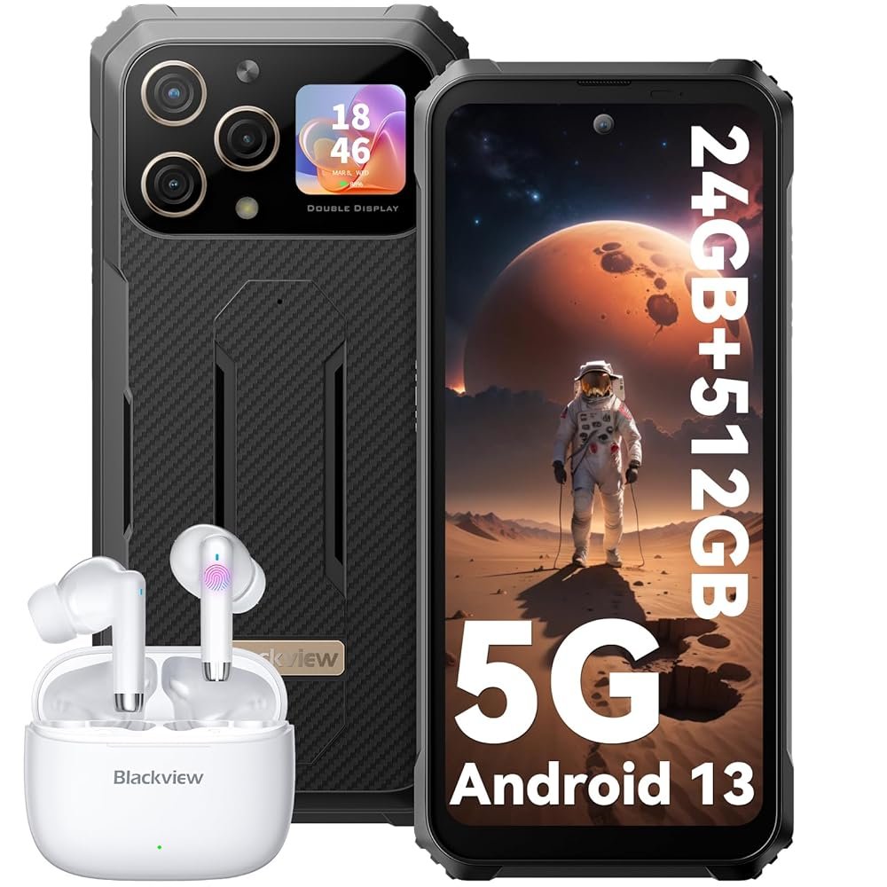 Blackview BL8000 5G Rugged Smartphone Unlocked 2024, 24GB RAM+512GB ROM, 120Hz 2.4K 6.78″ FHD+ Rugged Phones, 50MP+16MP Camera, 8800mAh+33W, IP68/IP69K Waterproof Android…