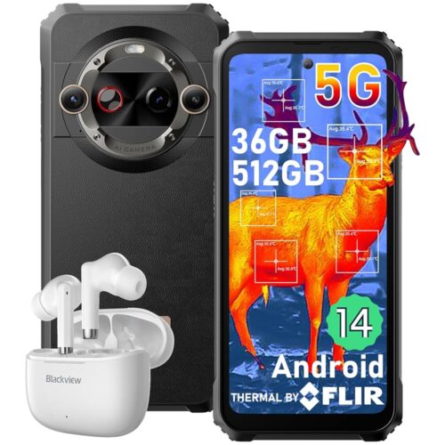 Blackview BL9000 Pro 5G Rugged Smartphone Unlocked (FLIR Thermal Imaging Camera), 36GB +512GB, Android 14, 50MP+50MP Camera, 120Hz 6.78"FHD+, Dual 5G SIM Rugged Phones,...