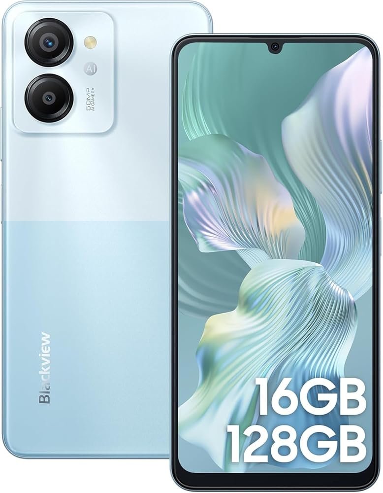 Blackview Color 8 Unlocked Phones, Octa-Core 16GB+128GB/SD 2TB Android Phones, 50MP Camera Mobile Phone, 6000mAh+18W, 6.75″HD+ 90Hz, 3 Card Slots, 4G Dual SIM Phone, Fingerprint…