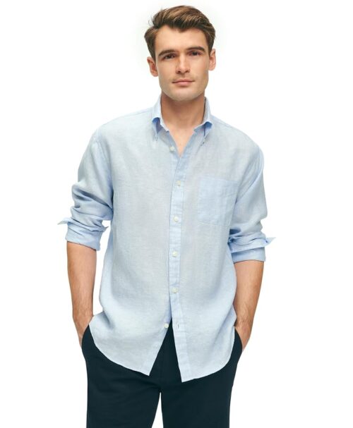 Brooks Brothers Men's Irish Linen Long Sleeve Sport Shirt