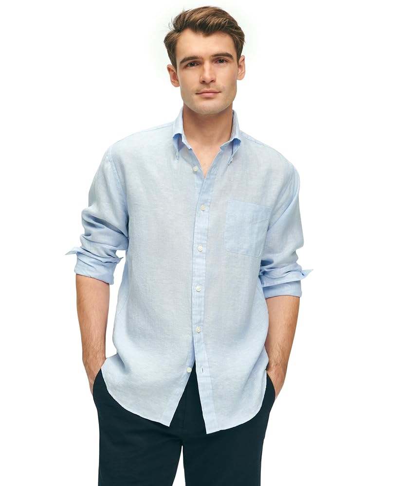 Brooks Brothers Men’s Irish Linen Long Sleeve Sport Shirt