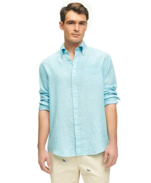 Brooks Brothers Men's Irish Linen Long Sleeve Sport Shirt