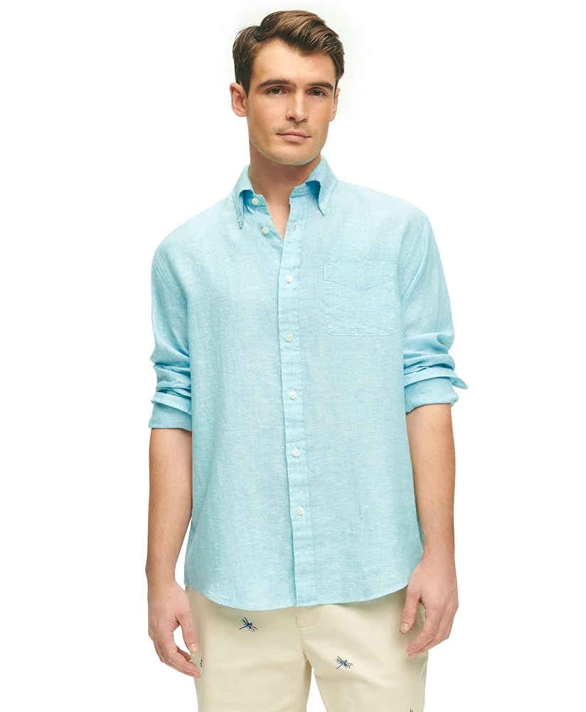 Brooks Brothers Men’s Irish Linen Long Sleeve Sport Shirt