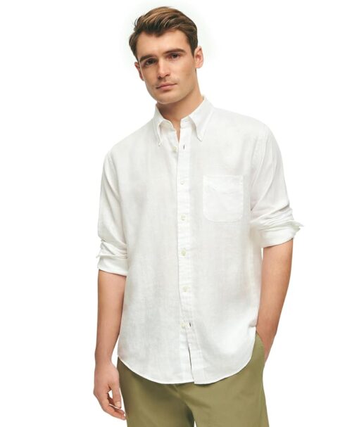 Brooks Brothers Men's Irish Linen Long Sleeve Sport Shirt