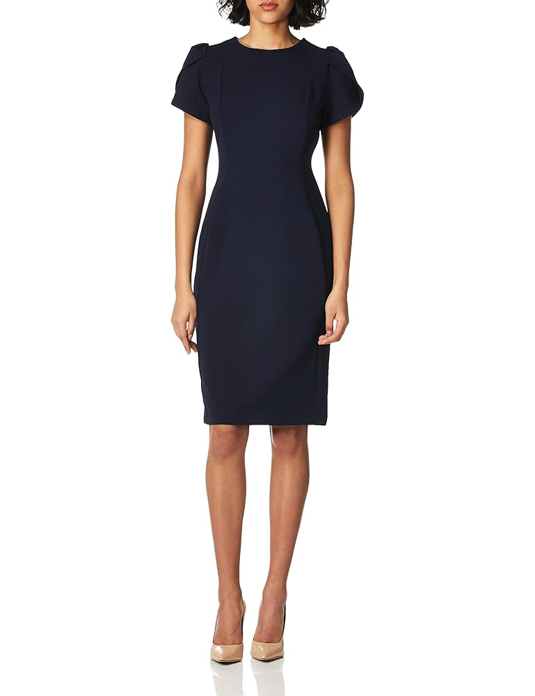 Calvin Klein Women’s Tulip Sleeved Above The Knee Sheath Dress