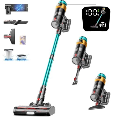Cordless Vacuum Cleaner, 550W 45KPA 70Mins Vacuum Cleaners for Home, Stick Vacuum with Charging Dock Station, Anti-tangle Wireless Vacuum, Rechargeable Cordless Vacuum for Pet...