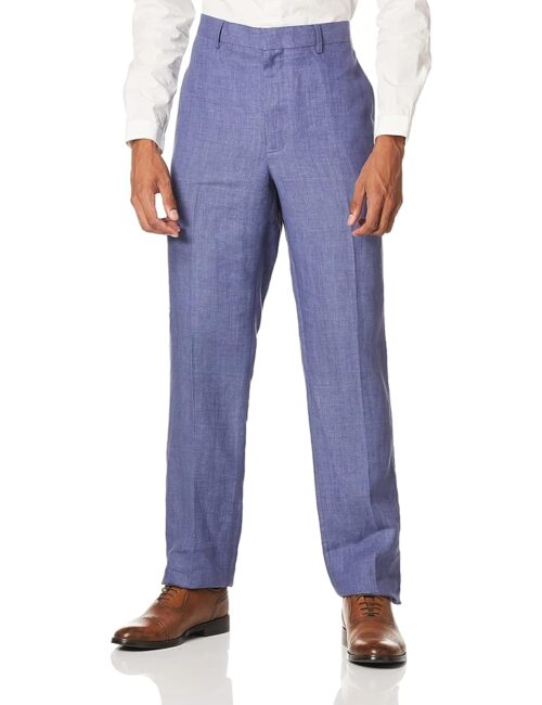 Cubavera Men's Delave 100% Linen Pant, Flat Front Lightweight Fabric, Relaxed Summer Pants For Men