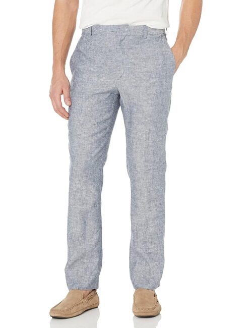 Cubavera Men's Delave 100% Linen Pant, Flat Front Lightweight Fabric, Relaxed Summer Pants For Men