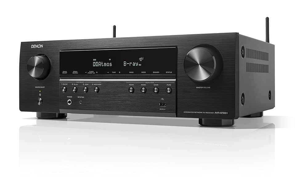 Denon AVR-S760H 7.2 Ch AVR – 75 W/Ch (2021 Model), Advanced 8K Upscaling, Dolby Atmos Height Virtualization, DTS Virtual:X & More, Built-in HEOS, Amazon Alexa Voice Control