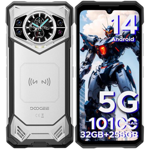 DOOGEE S200 Rugged Smartphone 5G Unlocked, 256GB+32GB Rugged Phone with 1.32" Rear Screen, 10100mAh Battery, Android 14,100MP+20MP Night Vision Camera, 6.72", 120Hz, NFC, 5G...