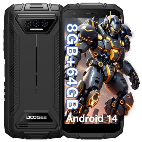 DOOGEE S41T Rugged Smartphone Unlocked 2024,Android 14,6300mAh Battery,8GB+64GB,4G Dual Sim Rugged Phone,13MP Camera,IP68 Waterproof Cell Phone,Face Unlock,NFC T-Mobile,Black