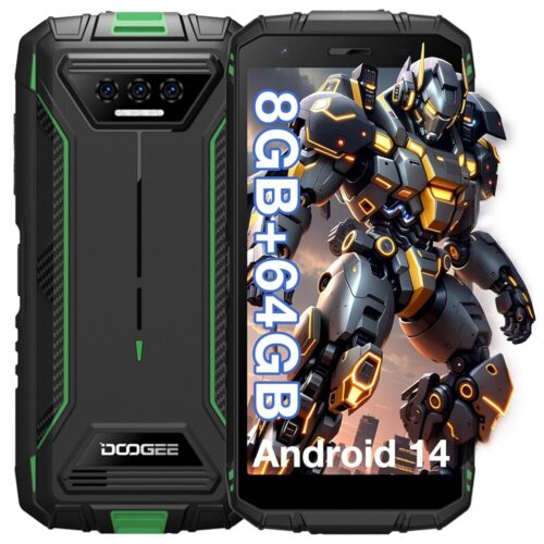 DOOGEE S41T Rugged Smartphone Unlocked 2024,Android 14,6300mAh Battery,8GB+64GB,4G Dual Sim Rugged Phone,13MP Camera,IP68 Waterproof Cell Phone,Face Unlock,NFC T-Mobile,Green