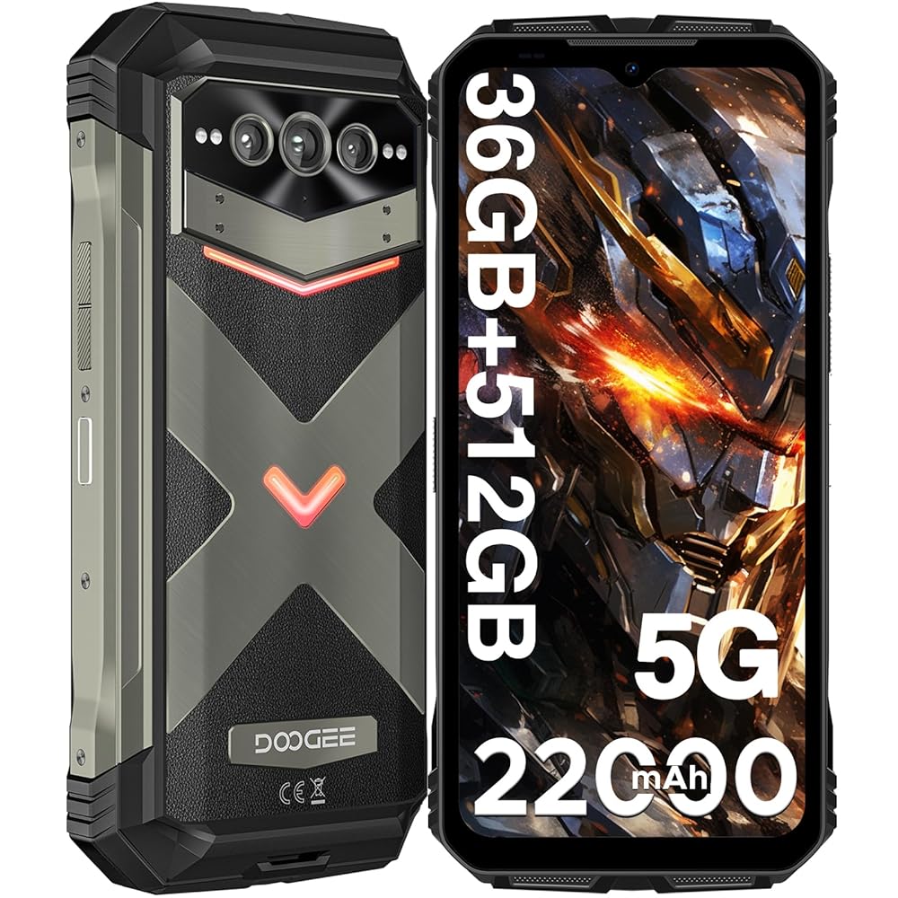 DOOGEE V MAX Plus(2024) 5G Rugged Smartphone,22000mAh 36GB+512GB Android 14 Rugged Phone,200MP+32MP+20MP Night Vision Rugged Cell Phone,6.58″ FHD+120Hz IPS Screen,IP68/IP69K…