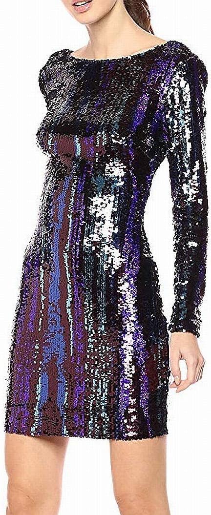 Dress the Population Women’s Lola Long Sleeve Sequin Dress