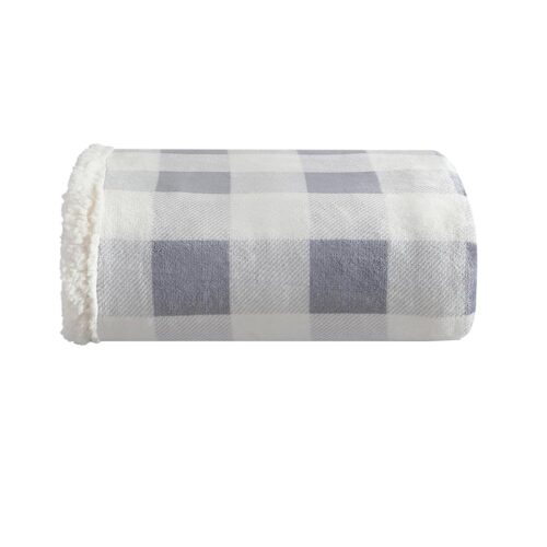 Eddie Bauer - Throw Blanket, Super Soft Reversible Sherpa Fleece Bedding, Ideal Christmas & White Elephant Gifts, Cozy Plaid Throw Blankets for Couch (Chrome, Throw)