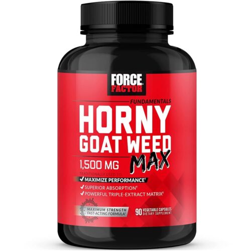 FORCE FACTOR Horny Goat Weed Max, Horny Goat Weed for Men and Women to Maximize Performance and Drive, Triple-Extract HGW Horny Goat Weed Herbal Supplement, 1500mg, 90 Capsules