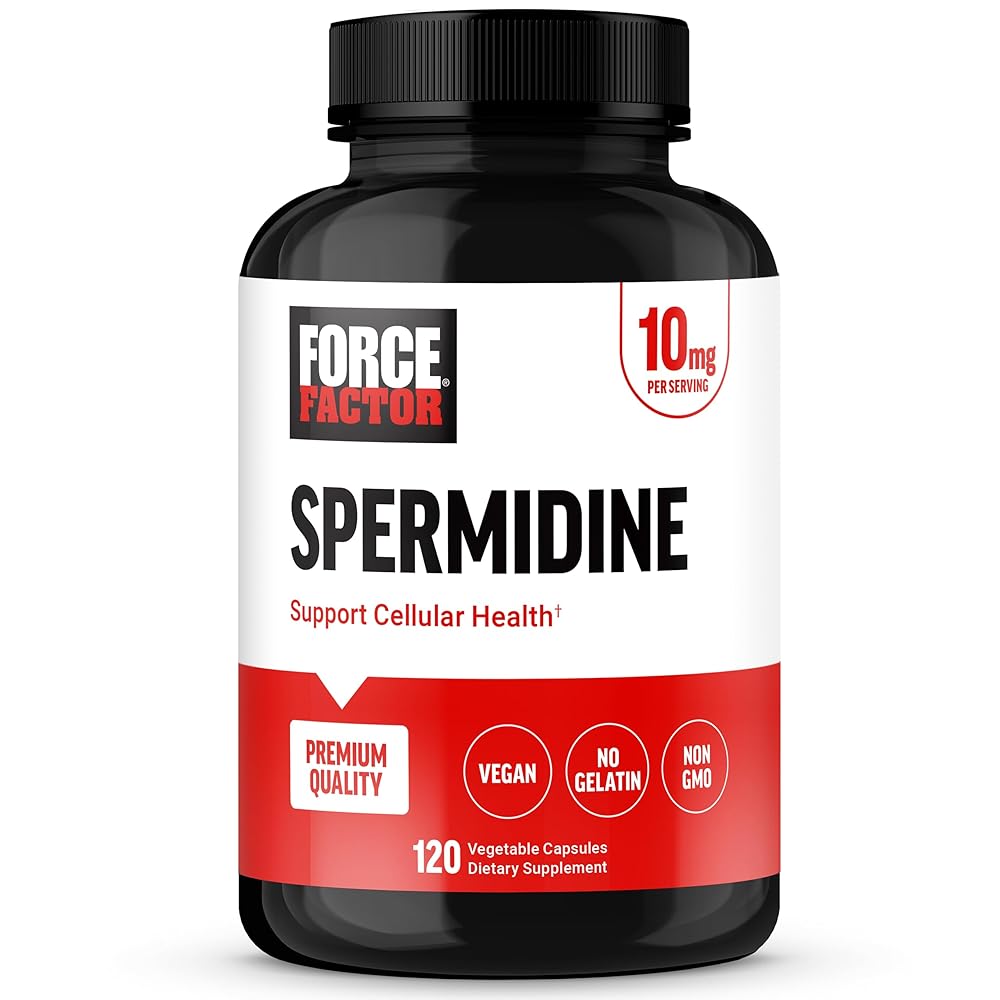 FORCE FACTOR Spermidine Supplements for Women & Men, Antioxidants Supplement for Longevity & Cellular Health, Vegan, No Gelatin, Non-GMO, 120 Capsules