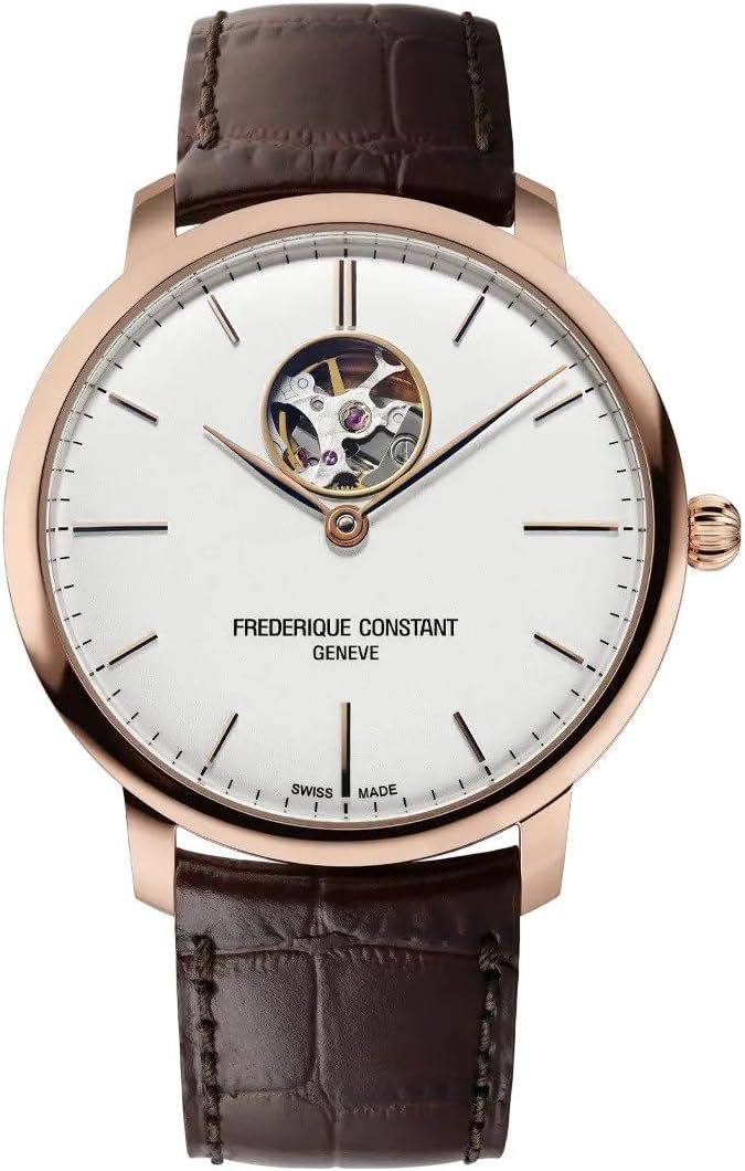 Frederique Constant Men's FC-312V4S4 Slim Line Analog Display Swiss Automatic Brown Watch