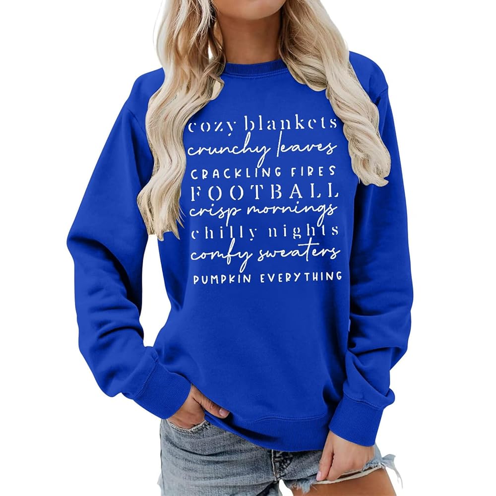 Game Day Sweatshirt for Women Blankets Crunchy Leaves Crackling Fires Football Sweatshirts Long Sleeve Fall Pullover