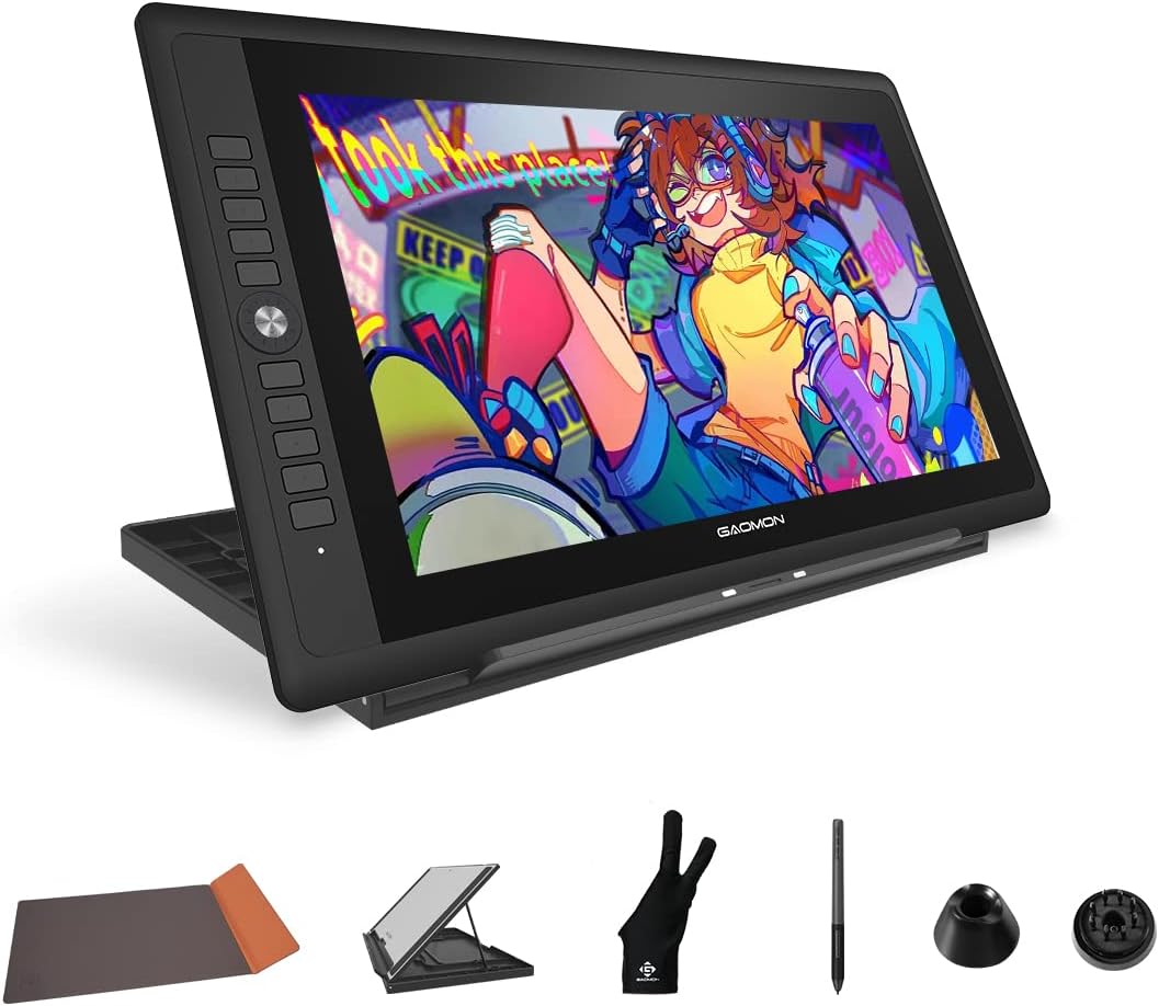 GAOMON PD156Pro – 15.6″ Drawing Tablet with Screen Full-Laminated 120% sRGB Pen Display with Dial Key & 10 Hotkeys, Battery-Free Stylus Art Tablet for Digital Drawing, Anime,…