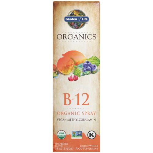 Garden of Life Organics B12 Vitamin - Whole Food B-12 for Metabolism and Energy, Raspberry, 2oz Liquid