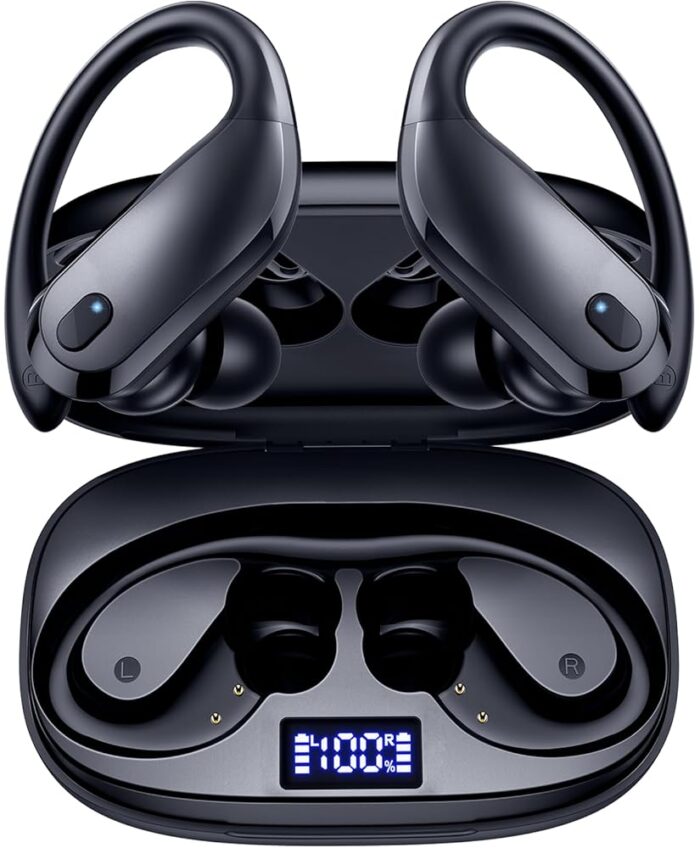 GNMN Wireless Earbuds Bluetooth Headphones Over Ear Buds 90H Playback IPX7 Waterproof Sports Earphones Deep Bass with Wireless Charging Case Dual LED Power Display Earhooks...