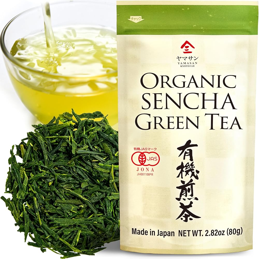 Green Tea leaves Sencha, JAS Certified Organic, Japanese Green Tea, Uji-Kyoto, 80g Bag, Sencha Green Tea, Loose Leaf【YAMASAN】